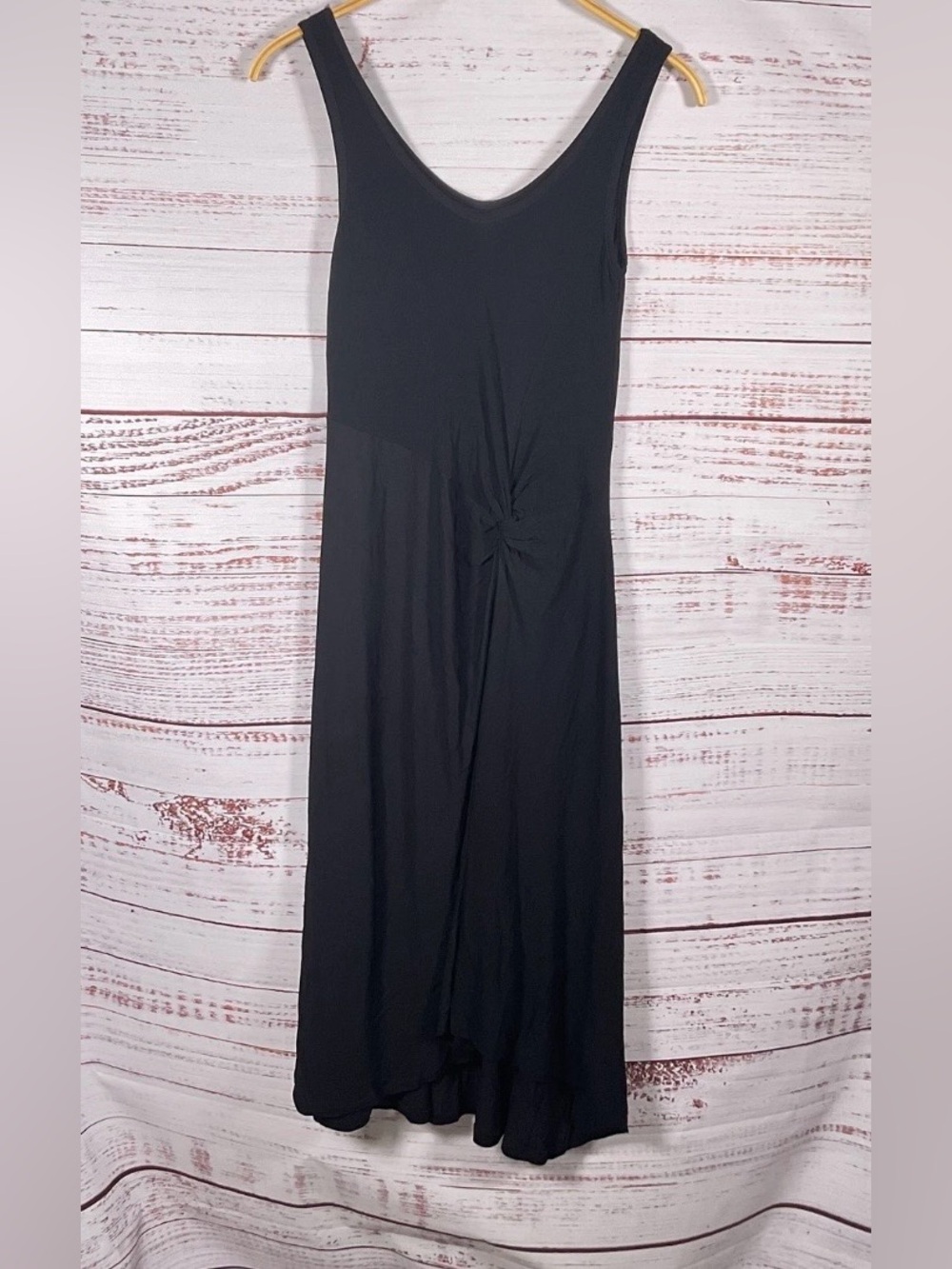Enza Costa Black Sleeveless Gathered Midi Dress Size Small NWT